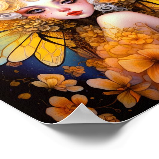 Niedlich Gelbe Märchen Fantasy Art Poster (Ecke)