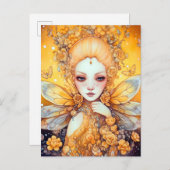 Niedlich Gelbe Märchen Fantasy Art Postkarte (Vorne/Hinten)