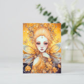 Niedlich Gelbe Märchen Fantasy Art Postkarte (Stehend Vorderseite)