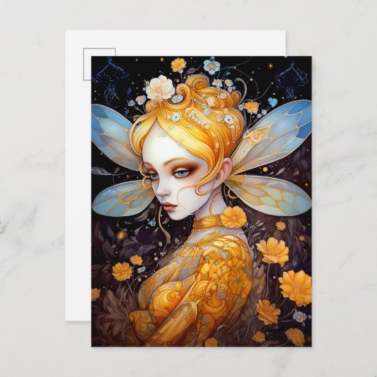 Niedlich Gelbe Märchen Fantasy Art Postkarte (Vorne/Hinten)