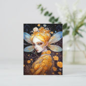 Niedlich Gelbe Märchen Fantasy Art Postkarte (Stehend Vorderseite)