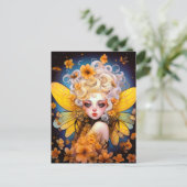 Niedlich Gelbe Märchen Fantasy Art Postkarte (Stehend Vorderseite)