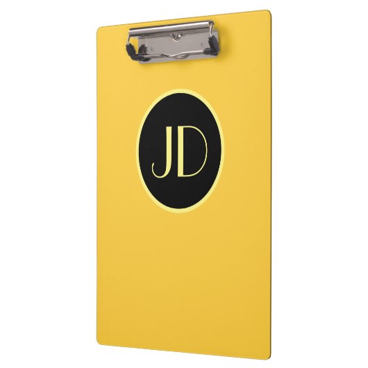 Niedlich-gelbe Monogramm mit gelbem Text Klemmbrett (Links)