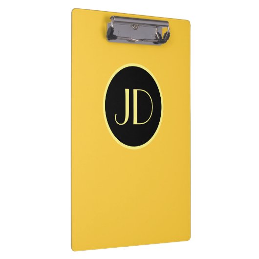 Niedlich-gelbe Monogramm mit gelbem Text Klemmbrett (Rechts)