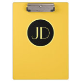 Niedlich-gelbe Monogramm mit gelbem Text Klemmbrett (Vorderseite)