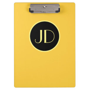 Niedlich-gelbe Monogramm mit gelbem Text Klemmbrett