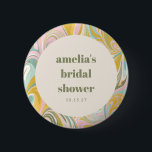 Niedlich Gelbe Pastete Abstraktes Brautparty Button<br><div class="desc">Niedlicher,  moderner Ästhetik Gelb,  Weiß und Rosa Pastellfarben Hübscher Abstrakter Swirf-Brautparty</div>