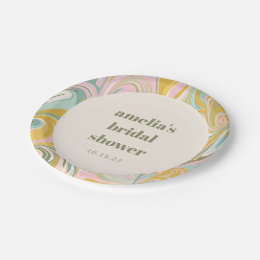 Niedlich Gelbe Pastete Abstraktes Brautparty Pappteller (Schrägansicht)