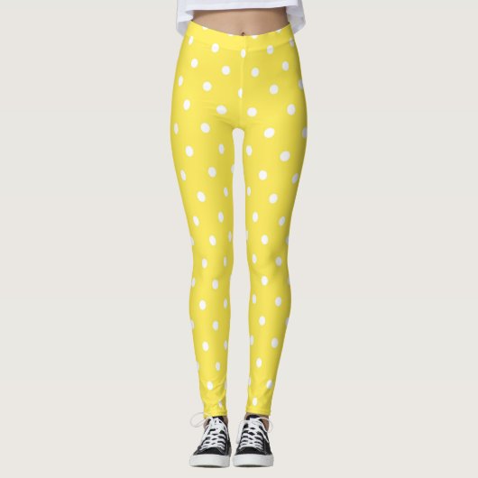Niedlich-Gelbe Polka-Punkte Leggings (Vorderseite)