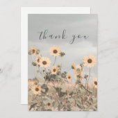 Niedlich Gelbe Sonnenblumen Blue Sky Flat Vielen D Dankeskarte (Vorne/Hinten)