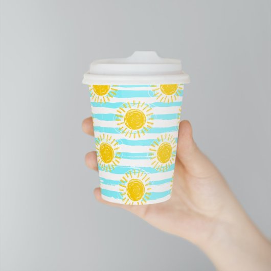 Niedlich-Gelbe Sonnenschutzstreifen Sommerstreifen Pappbecher