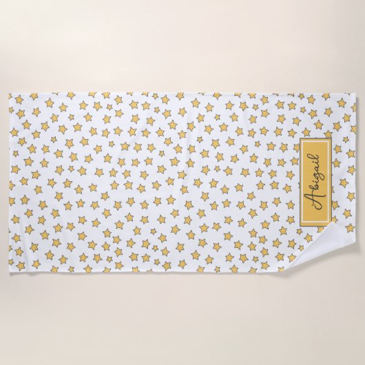 Niedlich-gelbe Sterne Pattern Beach Handtuch (Vorderseite)