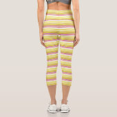 Niedlich-gelbe Streifen Capri Leggings (Rückseite)