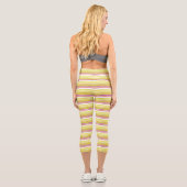 Niedlich-gelbe Streifen Capri Leggings (Rückseite)