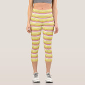 Niedlich-gelbe Streifen Capri Leggings (Vorderseite)