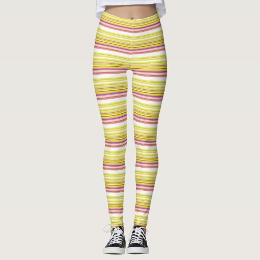 Niedlich-gelbe Streifen Leggings (Vorderseite)