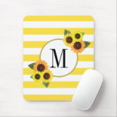 Niedlich Gelbe Streifen Sonnenblumen Blumenmonogra Mousepad (Mit Mouse)