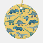 Niedlich Gelbe und Blaue Dinosaurier Keramik Ornament (Vorne)