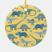 Niedlich Gelbe und Blaue Dinosaurier Keramik Ornament (Hinten)