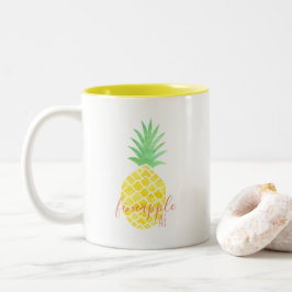 Niedlich Gelbe und grüne Ananas AF Zweifarbige Tasse