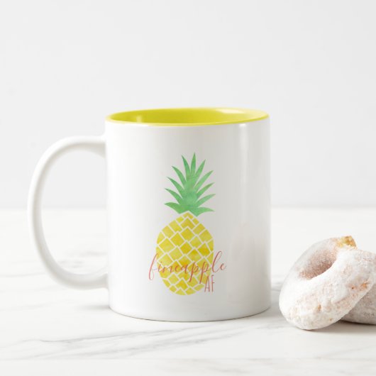 Niedlich Gelbe und grüne Ananas AF Zweifarbige Tasse (Mit Donut)