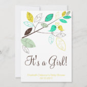 Niedlich Gelbe und grüne Livebirds Frühjahrsdusche Einladung (Rückseite)