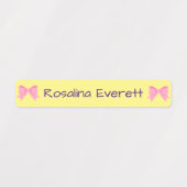 Niedlich Gelbe und rosa Bögen Mädchen Namen Kinder Etiketten (Design 1)