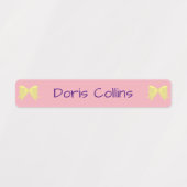 Niedlich Gelbe und rosa Bögen Mädchen Namen Kinder Etiketten (Design 2)