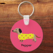 Niedlich Gelbe und rosa Dackel Hundename Funny Schlüsselanhänger (Vorderseite)