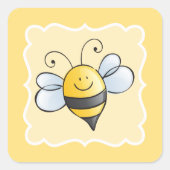 Niedlich Gelbe und schwarze Hummel Quadratischer Aufkleber (Vorderseite)