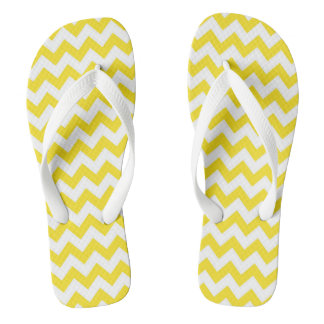 Niedlich Gelbe Zickzack Gemusterte Flip Flops Badesandalen