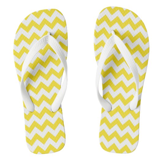 Niedlich Gelbe Zickzack Gemusterte Flip Flops Badesandalen (Fußbett)