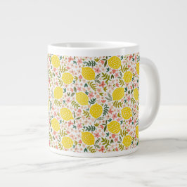 Niedlich Gelbe Zitronen Moderne rosa Blüten Jumbo-Tasse