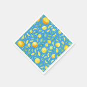 Niedlich Gelbe Zitronen Türkisfarben Muster Serviette (Ecke)