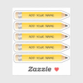 Niedlich-gelber Bleistift-Name, kundenspezifisch g Aufkleber (Blatt)