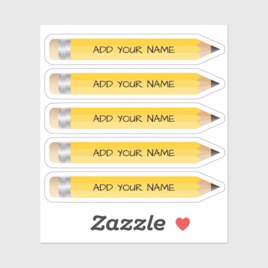 Niedlich-gelber Bleistift-Name, kundenspezifisch g Aufkleber (Blatt)