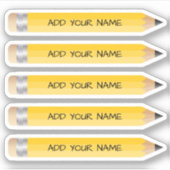 Niedlich-gelber Bleistift-Name, kundenspezifisch g Aufkleber (Vorderseite)