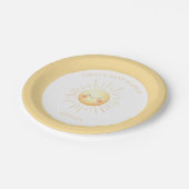 Niedlich-gelber Boho lächelnd Sunshine Baby Dusche Pappteller (Schrägansicht)