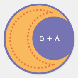 Niedlich-Gelber Cartoon-Mond (Nacht) Umschlag Aufk Runder Aufkleber