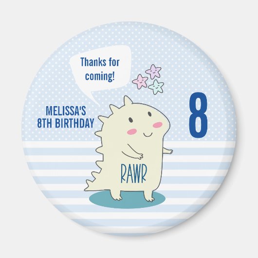 Niedlich-Gelber Dinosaurier mit glücklichen Sterne Magnet (Vorne)