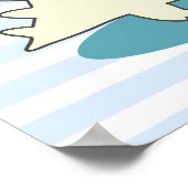 Niedlich-gelber Dinosaurier mit glücklichen Sterne Poster (Ecke)