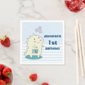 Niedlich-Gelber Dinosaurier mit glücklichen Sterne Serviette (Beispiel)