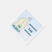 Niedlich-Gelber Dinosaurier mit glücklichen Sterne Serviette (Ecke)