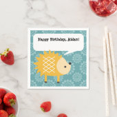 Niedlich Gelber Igel Personalisiertes Party Napkin Serviette (Beispiel)