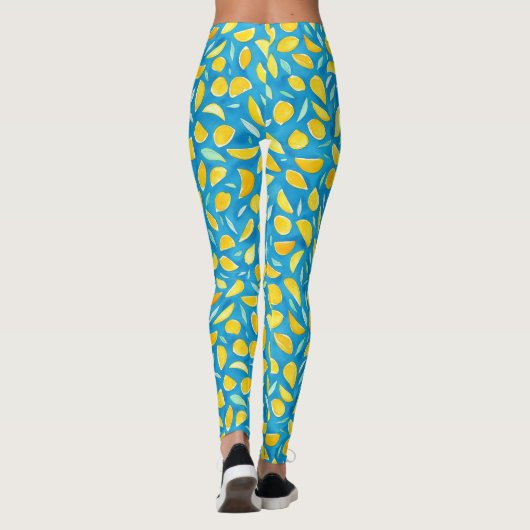 Niedlich-gelber Zitronenfrüchte-Zitronenfrüchte Wa Leggings (Rückseite)