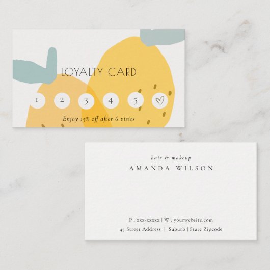 Niedlich-Gelber Zitronenfrüchtezitrus 6 Punch Loya Visitenkarte (Vorne/Hinten)