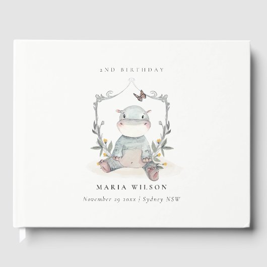 Niedlich-gelbes Hippo-Foliage jedes Lebensalter Gästebuch (Vorderseite)