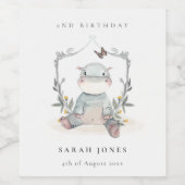 Niedlich-gelbes Hippo-Foliage jedes Lebensalter Weinetikett (Einzelnes Label)