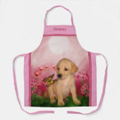 Niedlich-gelbes Labrador-Welpe Personalisiert Schürze (Vorderseite)