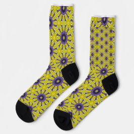 Niedlich-Gelbes Lila Kaleidoskop Geometrisches Mus Socken